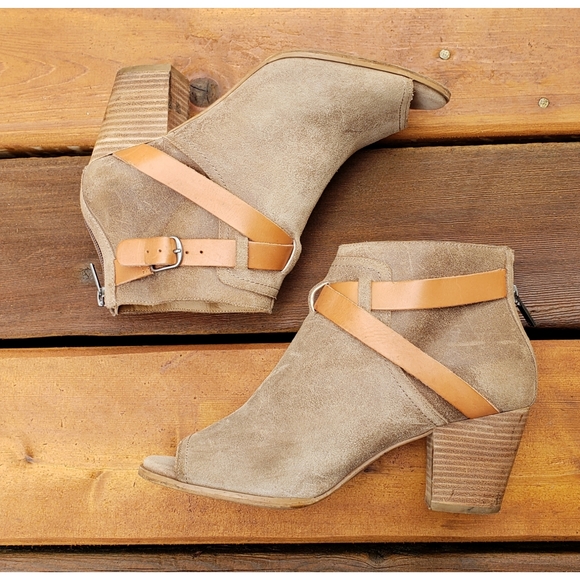 Lucky Brand Shoes - Lucky Brand Haryson Suede Peep Toe Booties 9.5M